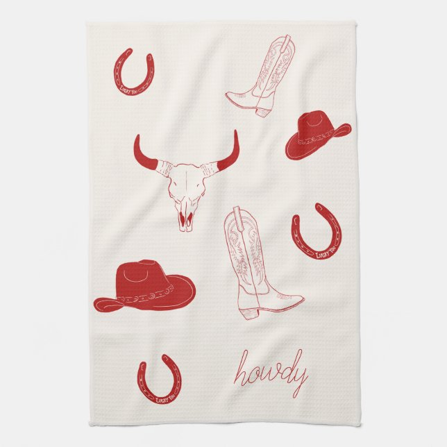 Coastal Cowgirl Beach Kitchen Towel (Vertical)