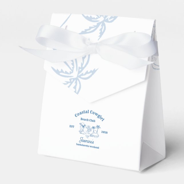 Coastal cowgirl Blue Ocean Bachelorette weekend Favor Boxes (Front Side)