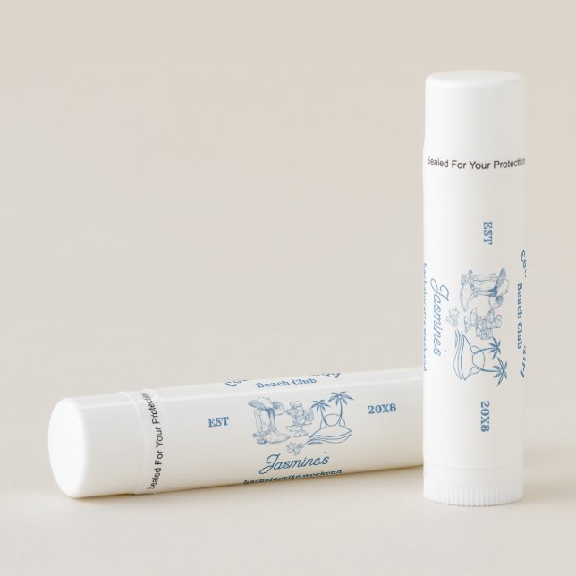 Coastal cowgirl Blue Ocean Bachelorette weekend Lip Balm (Front)