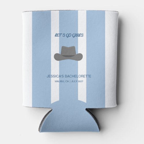 Coastal Cowgirl Blue Stripes Bachelorette Can Cool Cooler