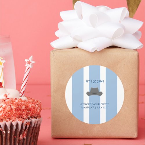 Coastal Cowgirl Blue Stripes Bachelorette Stickers