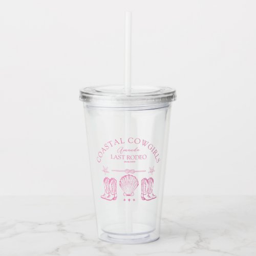 Coastal Cowgirl Boots Western Bachelorette Party Acrylic Tumbler