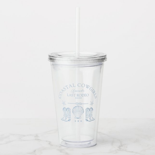 Coastal Cowgirl Boots Western Bachelorette Party Acrylic Tumbler (Front)