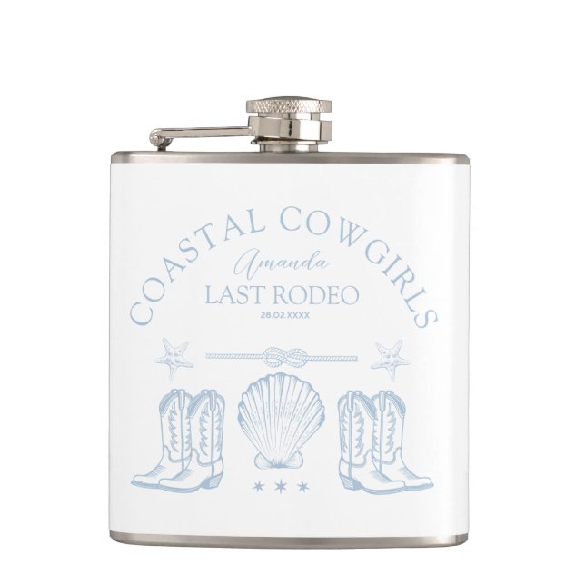 Coastal Cowgirl Boots Western Bachelorette Party Flask (Front)