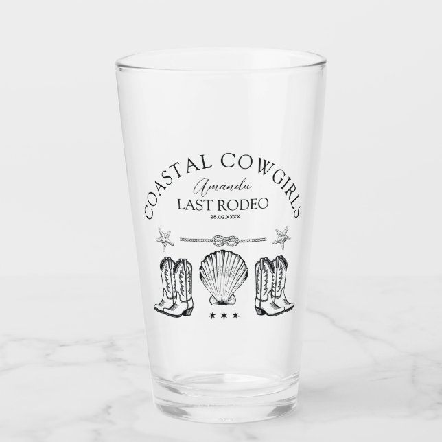 Coastal Cowgirl Boots Western Bachelorette Party Glass (Front)
