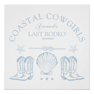 Coastal Cowgirl Boots Western Bachelorette Party Poster
