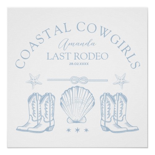 Coastal Cowgirl Boots Western Bachelorette Party Poster