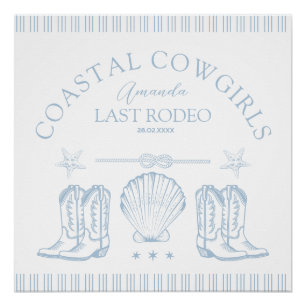 Coastal Cowgirl Boots Western Bachelorette Party Poster