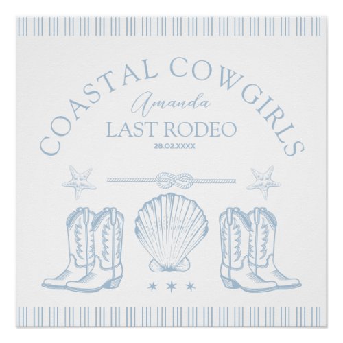 Coastal Cowgirl Boots Western Bachelorette Party Poster