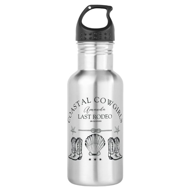 Coastal Cowgirl Boots Western Bachelorette Party Stainless Steel Water Bottle (Front)