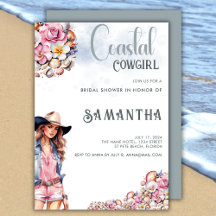 Coastal Cowgirl Bridal Shower Party Flowers Shells