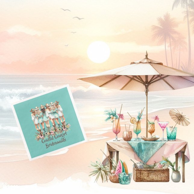 Coastal Cowgirl Bridesmaids Paper Dinner Napkins (Creator Uploaded)