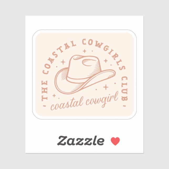 Coastal cowgirl club brown beige retro aesthetic sticker (Sheet)