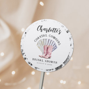 Coastal Cowgirl Elegant Bridal Shower Classic Round Sticker