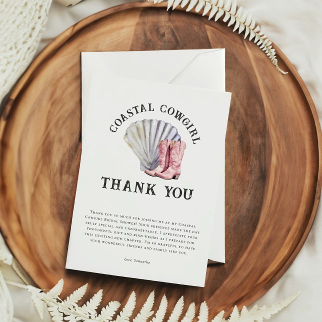 Coastal Cowgirl Elegant Bridal Shower Thank You Card (Creator Uploaded)