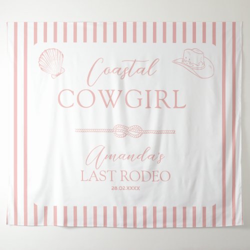 Coastal Cowgirl Hat Western Bachelorette Party Tapestry