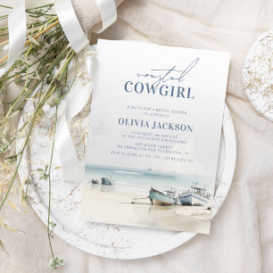 Coastal Cowgirl Modern Watercolor Bridal Shower Invitation