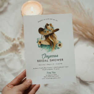 Coastal Cowgirl Modern Watercolor Bridal Shower Invitation