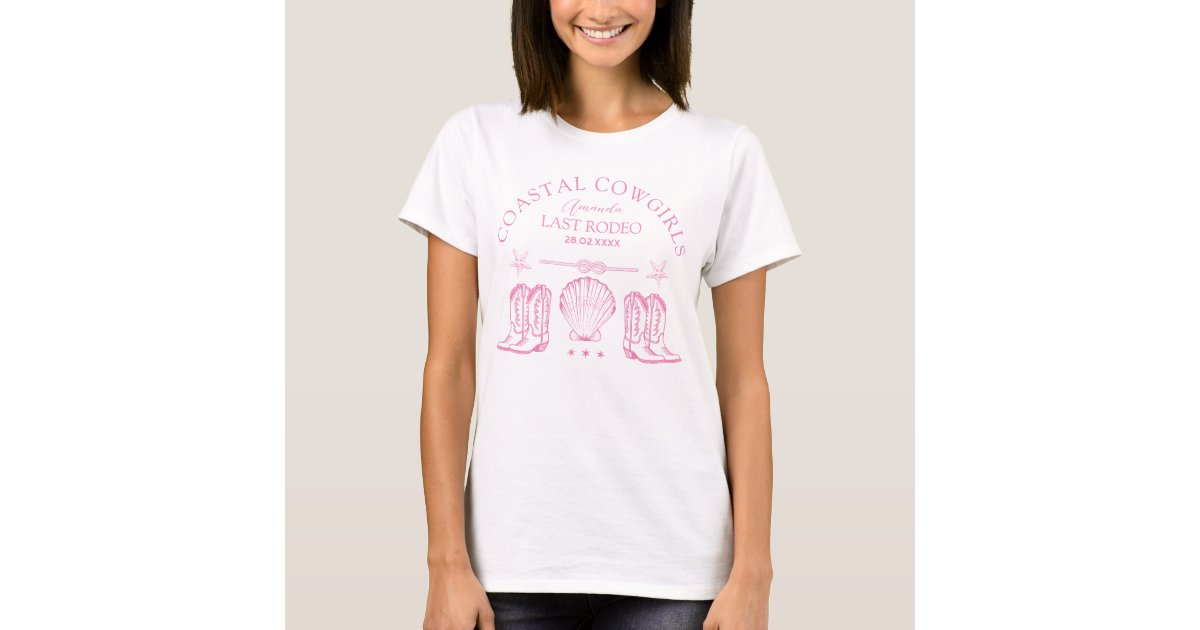 Coastal Cowgirl Nautical Western Bachelorette T-Shirt | Zazzle