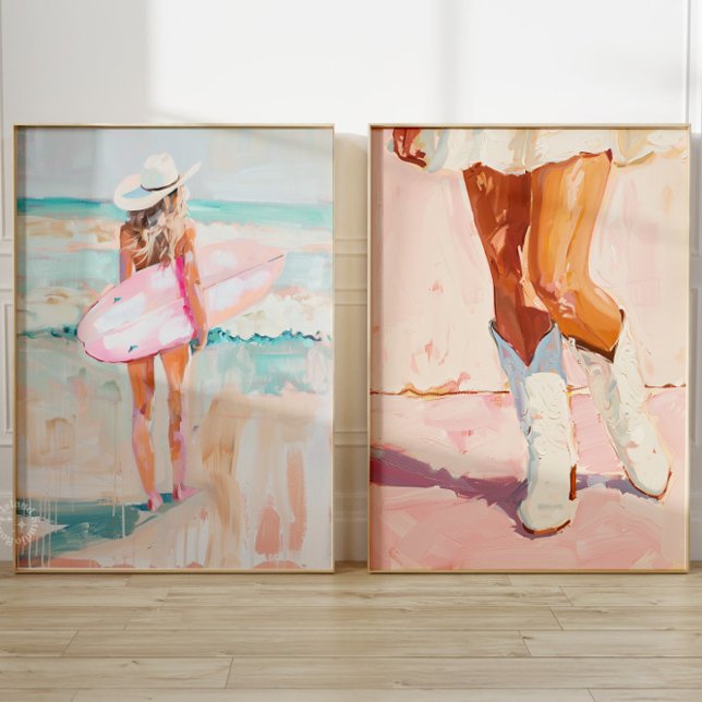 Coastal Cowgirl Oil Painting Print Set of 2 (Creator Uploaded)