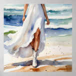 Coastal Cowgirl - On the Beach Poster<br><div class="desc">A beautiful watercolor with a coastal cowgirl theme. Perfect for anyone who loves the coastal cowgirl look and/or the beach. and would great in any room.</div>