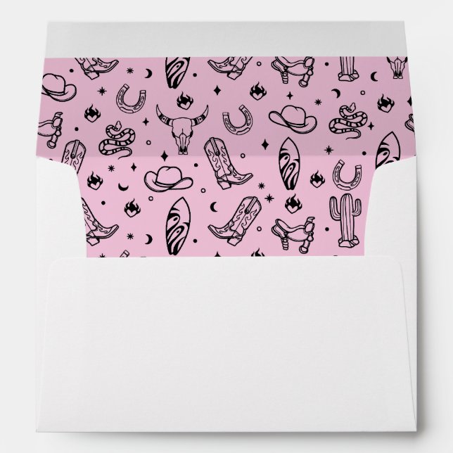 Coastal Cowgirl Pink & Black Lined Envelope (Back (Bottom))