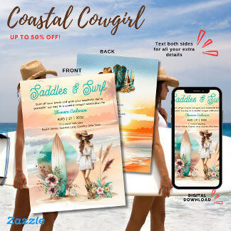 ⭐Coastal Cowgirl Rustic Beach Bachelorette Bridal Invitation