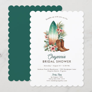 Coastal Cowgirl Rustic Western Bridal Shower  Invitation