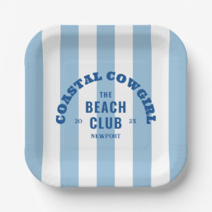 Coastal Cowgirl The Beach Club Denim Cabana Stripe Paper Plates