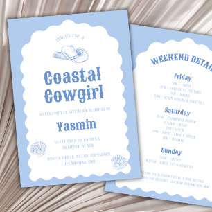 Coastal Cowgirl Wavy Nautical Bachelorette Weekend Invitation