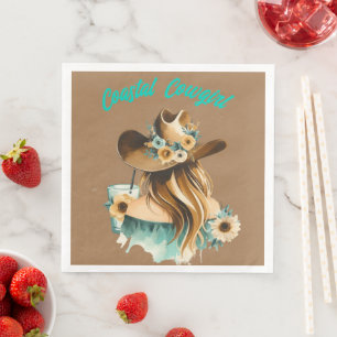 Coastal Cowgirl Western Party Paper Dinner Napkins