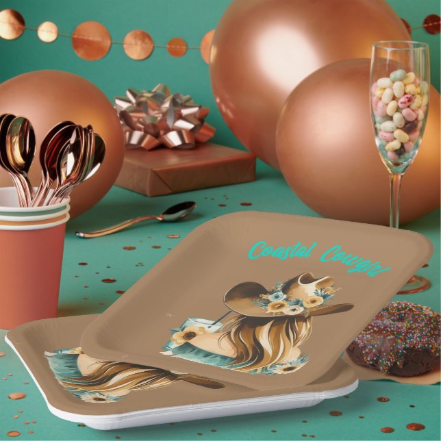 Coastal Cowgirl Western Party  Paper Plates (Multi)
