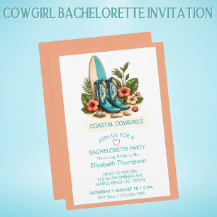Coastal Cowgirls Boots Bachelorette Party Invitation