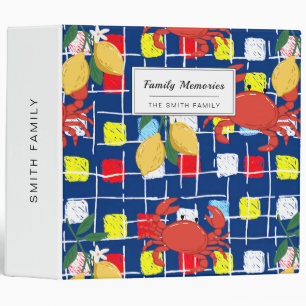 Coastal Crab and Lemon Pattern 3 Ring Binder