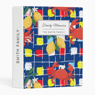 Coastal Crab and Lemon Pattern Mini Binder