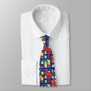 Coastal Crab and Lemon Pattern Neck Tie