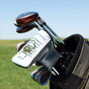 Coastal Crab Art with Course Name, Personalized Golf Head Cover
