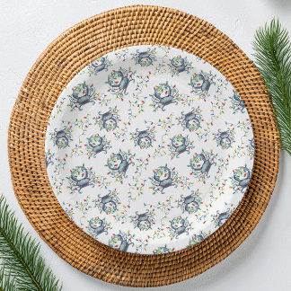 Coastal Crab Christmas Lights Paper Plates