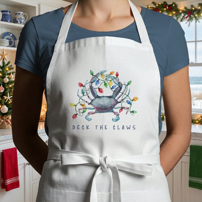 Coastal Crab “Deck the Claws” Holiday Adult Apron (Creator Uploaded)