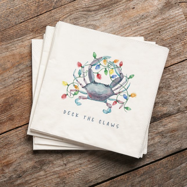 Coastal Crab “Deck the Claws” Holiday Napkins (Creator Uploaded)