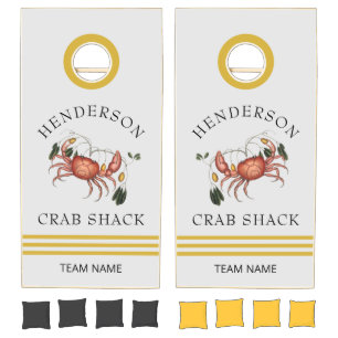 Coastal Crab Family Name Beach House Cornhole Set