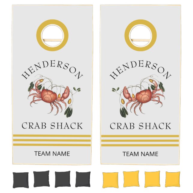Coastal Crab Family Name Beach House Cornhole Set (Set)