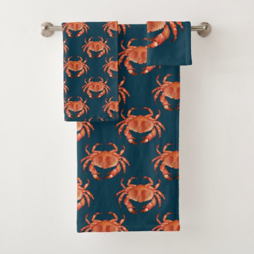 Coastal Crab pattern Bath Towel Set