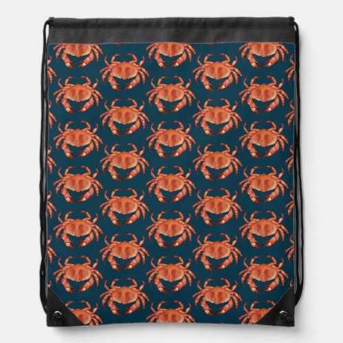 Coastal Crab pattern Drawstring Bag