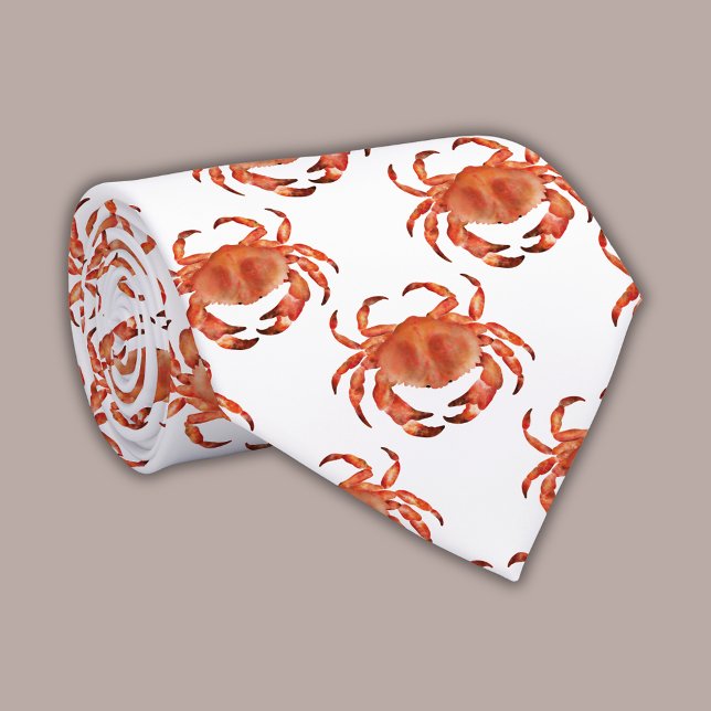 Coastal Crab pattern Neck Tie (Brown crab coastal crustacean neck tie)
