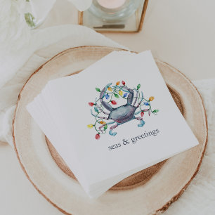 Coastal Crab “Sea & Greetings” Holiday Napkins
