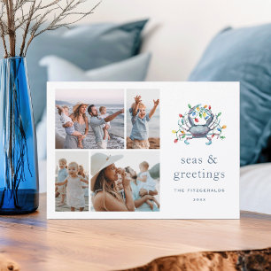 Coastal Crab “Seas & Greetings” Photo Holiday Card