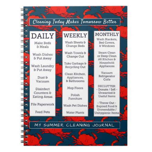 Coastal Crabs Fun Summer Style Cleaning Journal