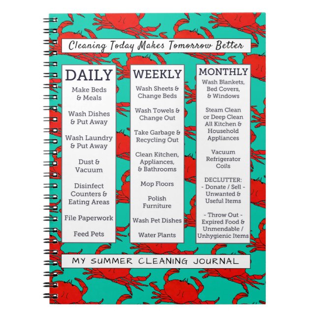 Coastal Crabs Fun Summer Style Cleaning Journal (Front)