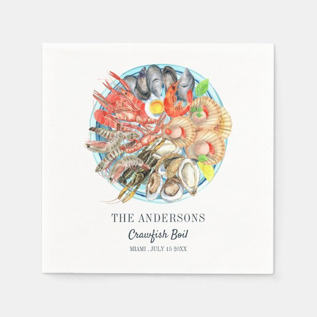 Coastal Crawfish Boil Birthday Summer Napkins (Front)